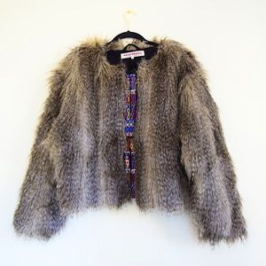 Free People unwritten faux fur embroidered - Large